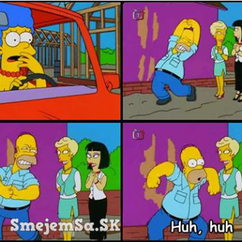 Homer napodobňuje Marge pri pôrode Barta