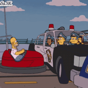 GIF: Homer na autíčkach